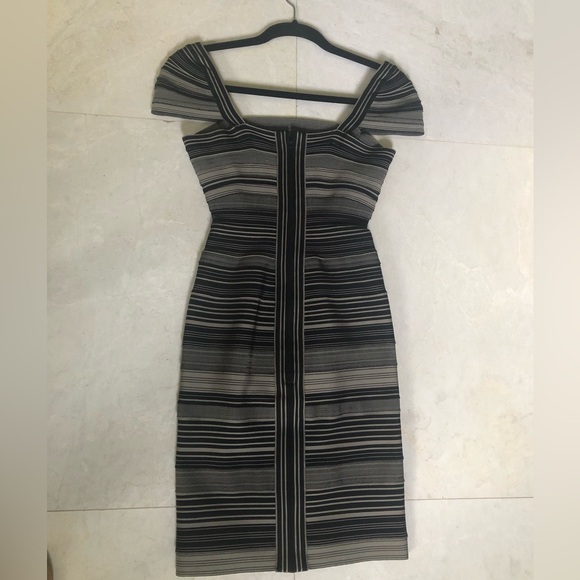 Herve Leger Sandra Striped Bodycon  Off- Shoulder Bandage  Mini Dress. - Picture 2 of 11